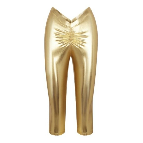 SKIMS Metallic Gold Swim Bottoms Pants Leggings Bikini Pants 4X - Picture 1 of 9